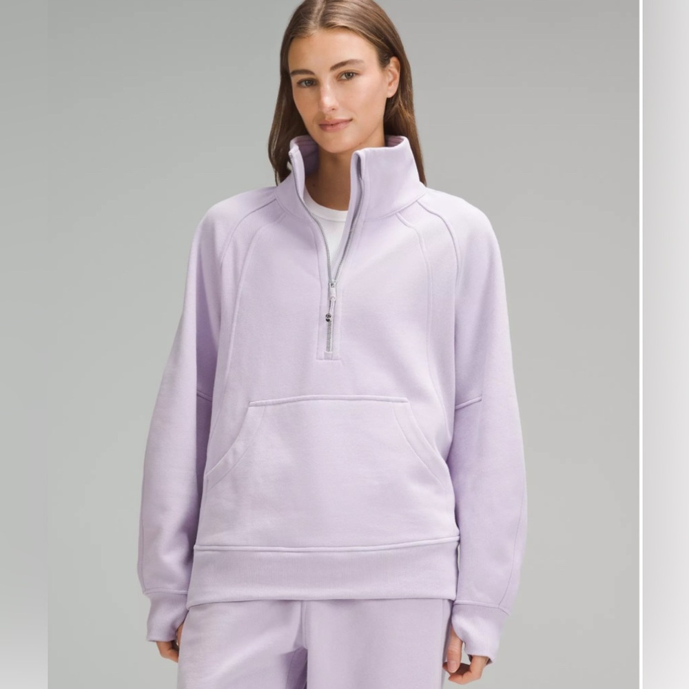 Scuba Oversized Funnel-Neck Half Zip (Long) in Lilac Ether
